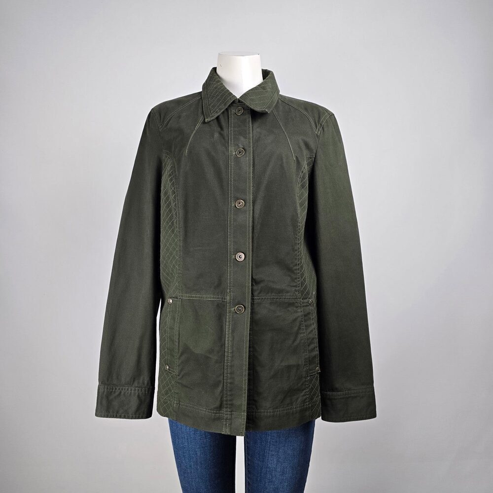 FDJ French Dressing Green Cotton Button Up Light Jacket Size M
